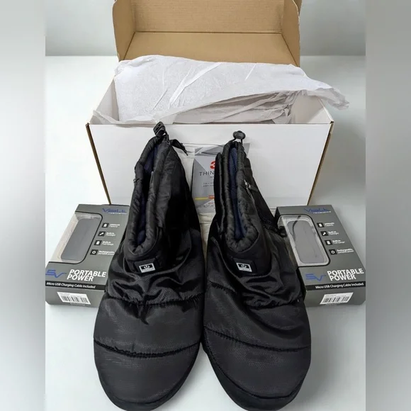 NIB Sharper Image Black Heated Slipper 2PowerPack Size L Men 8-9.5, Women 8.5-10 - Picture 4 of 6